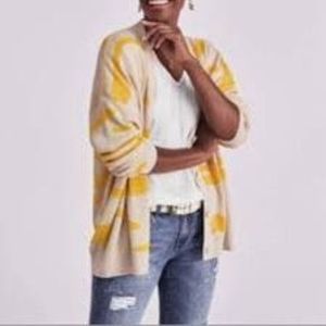 CAbi yellow & tan Roar animal stripe cozy L grandpa cardigan